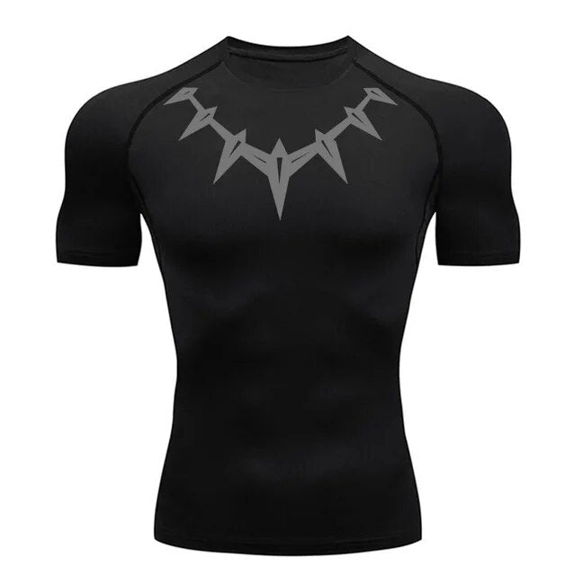Short Sleeve Black Panther Compression Shirt | Gray / Black
