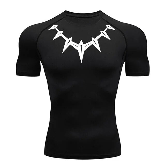 Short Sleeve Black Panther Compression Shirt | White / Black