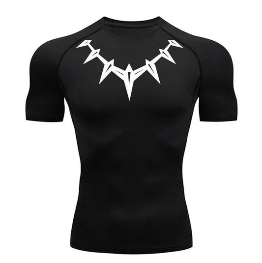 Short Sleeve Black Panther Compression Shirt |  White / Black