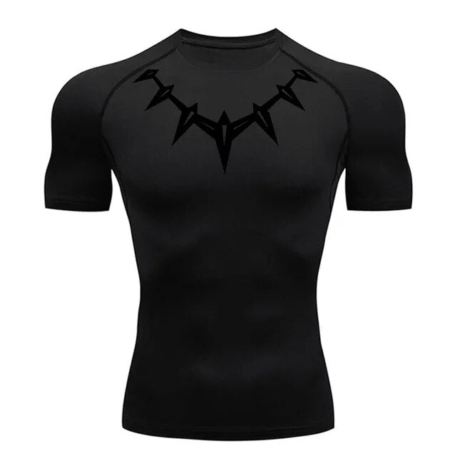 Short Sleeve Black Panther Compression Shirt | Black / Black