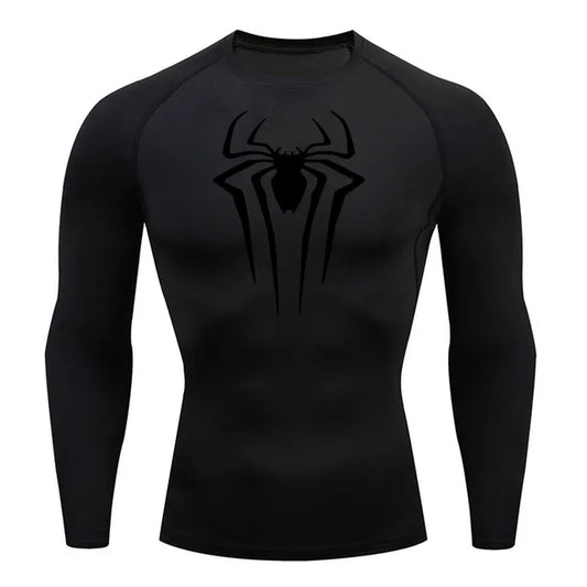 Long Sleeve Spider-Man Compression Shirt |  Black / Black