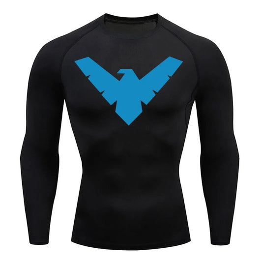 Long Sleeve Nightwing Compression Shirt - Blue / Black