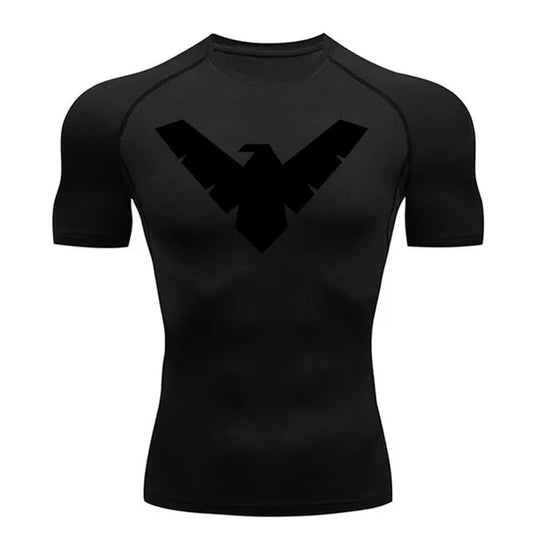 Short Sleeve Nightwing Compression Shirt - Black / Black