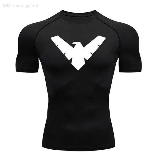 Short Sleeve Nightwing Compression Shirt - White / Black