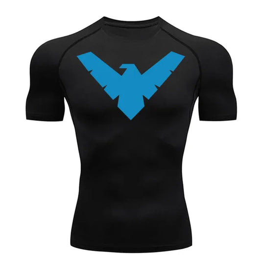 Short Sleeve Nightwing Compression Shirt - Blue / Black