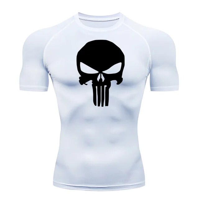 Short Sleeve Punisher Compression Shirt - White / Black