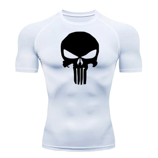 Short Sleeve Punisher Compression Shirt - White / Black