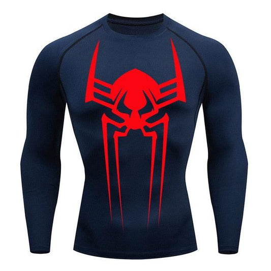 Long Sleeve Spider-Man 2099 Compression Shirt | Red / Navy Blue - GOTHAM'S LEGACY