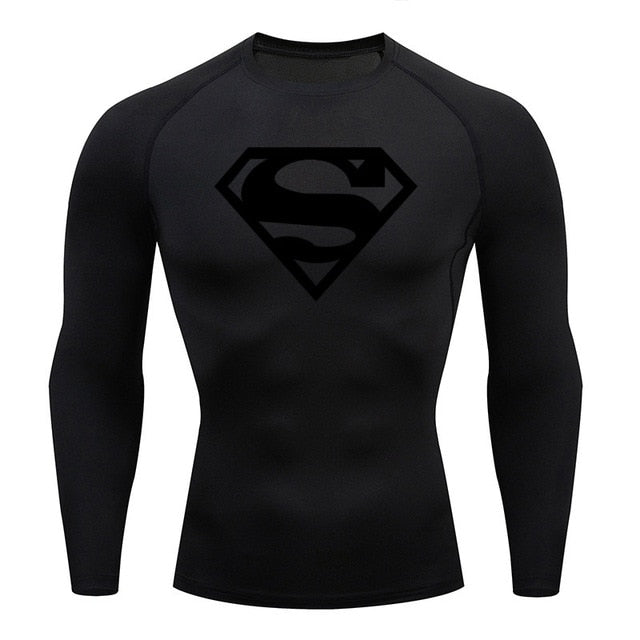 Long Sleeve Superman Compression Shirt - Black / Black - GOTHAM'S LEGACY