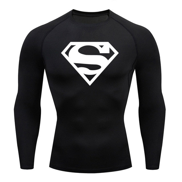 Long Sleeve Superman Compression Shirt - White / Black - GOTHAM'S LEGACY