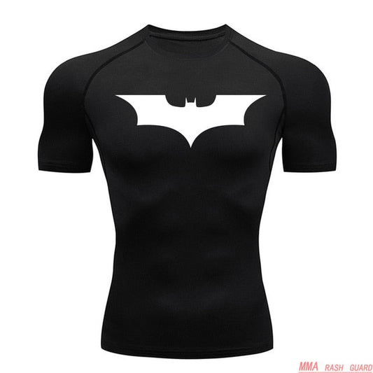 Short Sleeve Batman Compression Shirt | White / Black - GOTHAM'S LEGACY