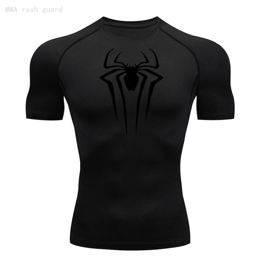 Short Sleeve Spider-Man Compression Shirt | Black / Black - GOTHAM'S LEGACY