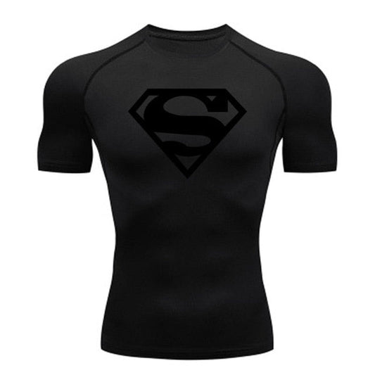Short Sleeve Superman Compression Shirt | Black / Black - GOTHAM'S LEGACY