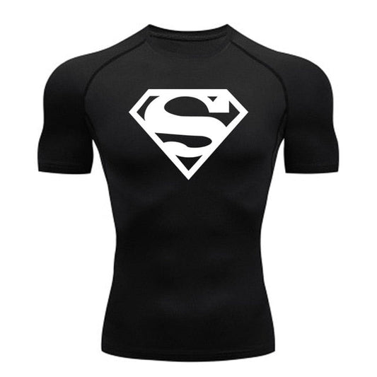Short Sleeve Superman Compression Shirt - White / Black - GOTHAM'S LEGACY
