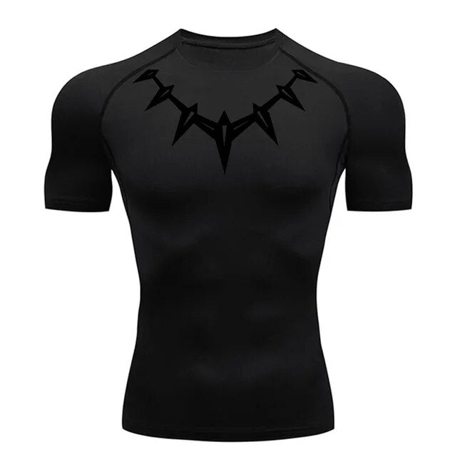 Short Sleeve Black Panther Compression Shirt |  Black / Black
