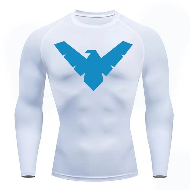 Long Sleeve Nightwing Compression Shirt - Blue / White