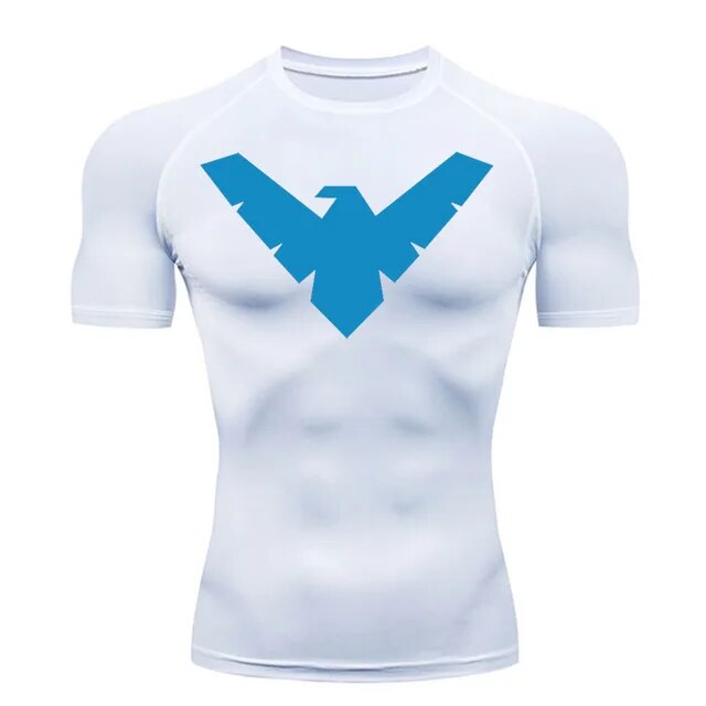 Short Sleeve Nightwing Compression Shirt - Blue / White