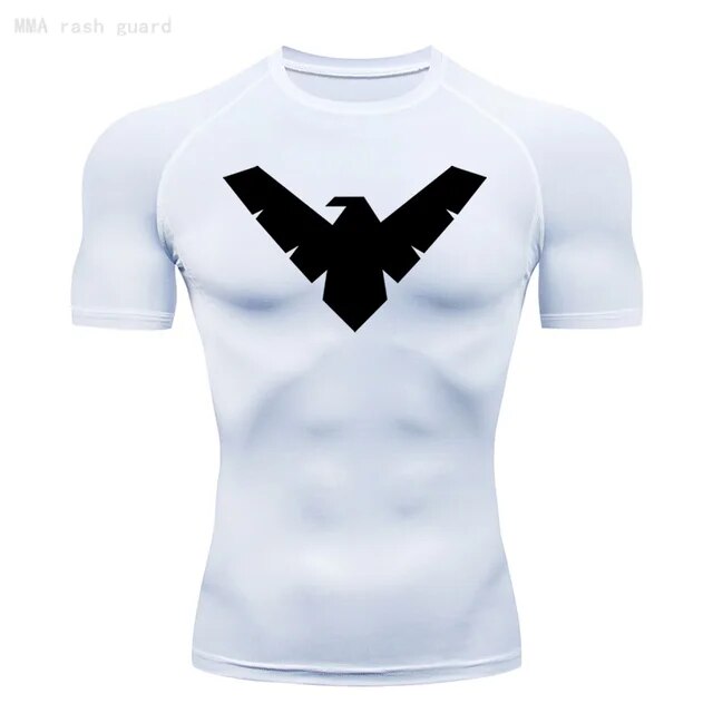 Short Sleeve Nightwing Compression Shirt - Black / White