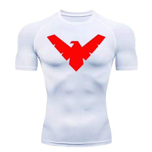 Short Sleeve Nightwing Compression Shirt - Red / White