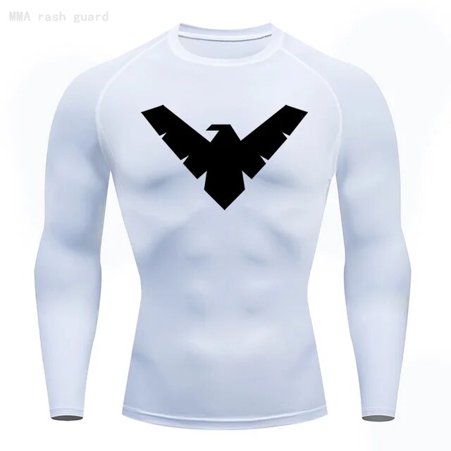 Long Sleeve Nightwing Compression Shirt - Black / White