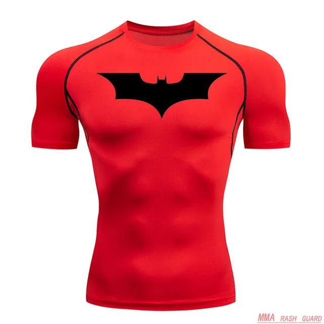 Short Sleeve Nocturnal Vigilante Compression Shirt - Black / Red