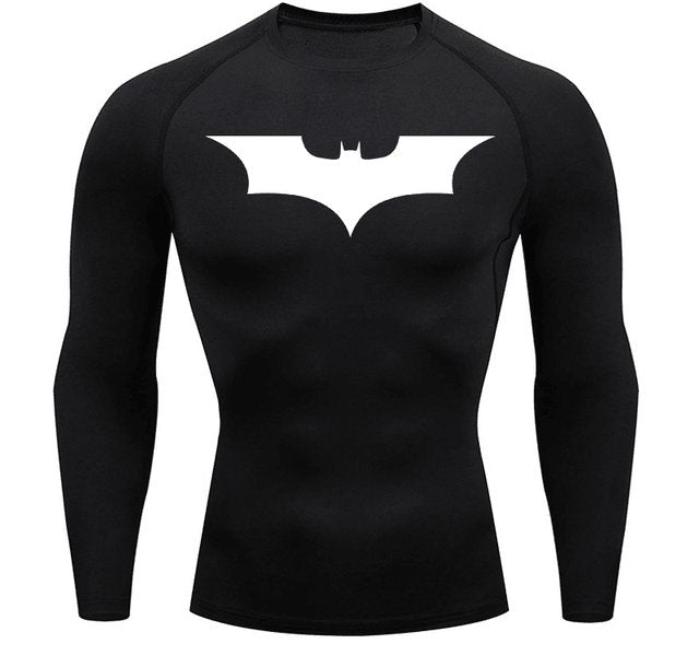 Long Sleeve Batman Compression Shirt | White / Black - GOTHAM'S LEGACY