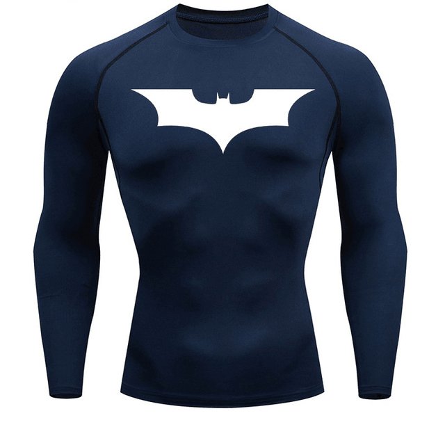 Long Sleeve Batman Compression Shirt - White / Navy Blue - GOTHAM'S LEGACY