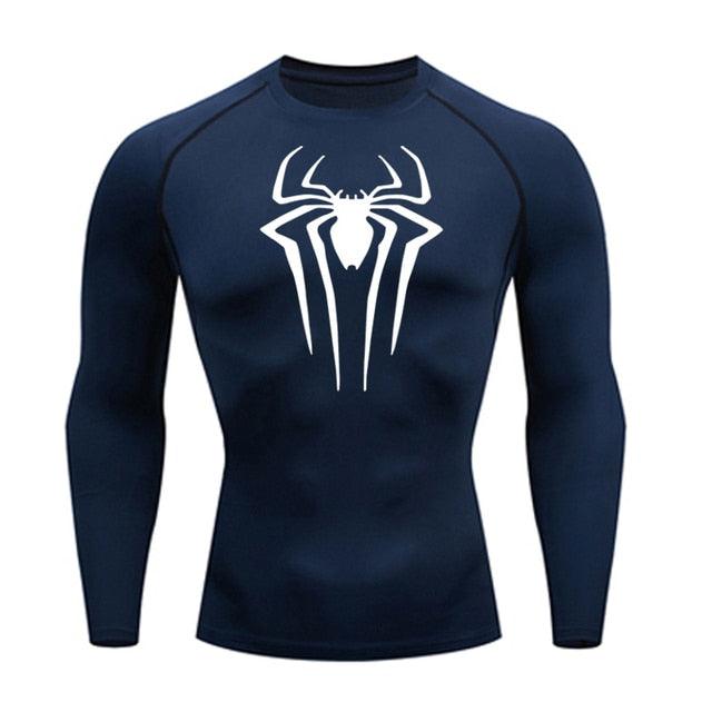 Long Sleeve Spider-Man Compression Shirt | White / Navy Blue - GOTHAM'S LEGACY