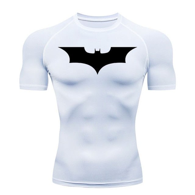 Short Sleeve Batman Compression Shirt | Black / White - GOTHAM'S LEGACY