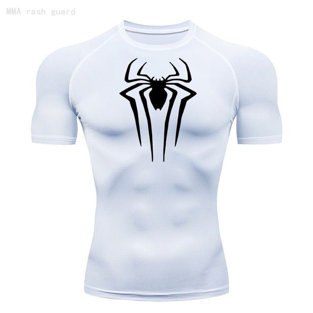 Short Sleeve Spider-Man Compression Shirt | Black / White - GOTHAM'S LEGACY