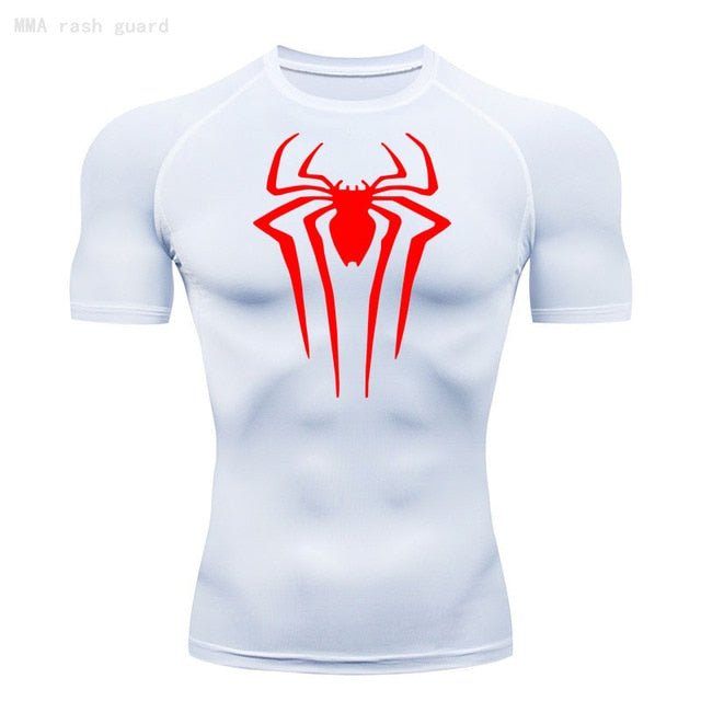 Short Sleeve Spider-Man Compression Shirt | Red / White - GOTHAM'S LEGACY