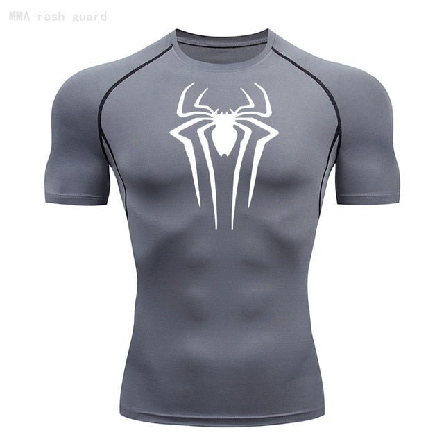 Short Sleeve Spider-Man Compression Shirt | White / Gray - GOTHAM'S LEGACY