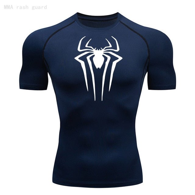 Short Sleeve Spider-Man Compression Shirt | White / Navy Blue - GOTHAM'S LEGACY